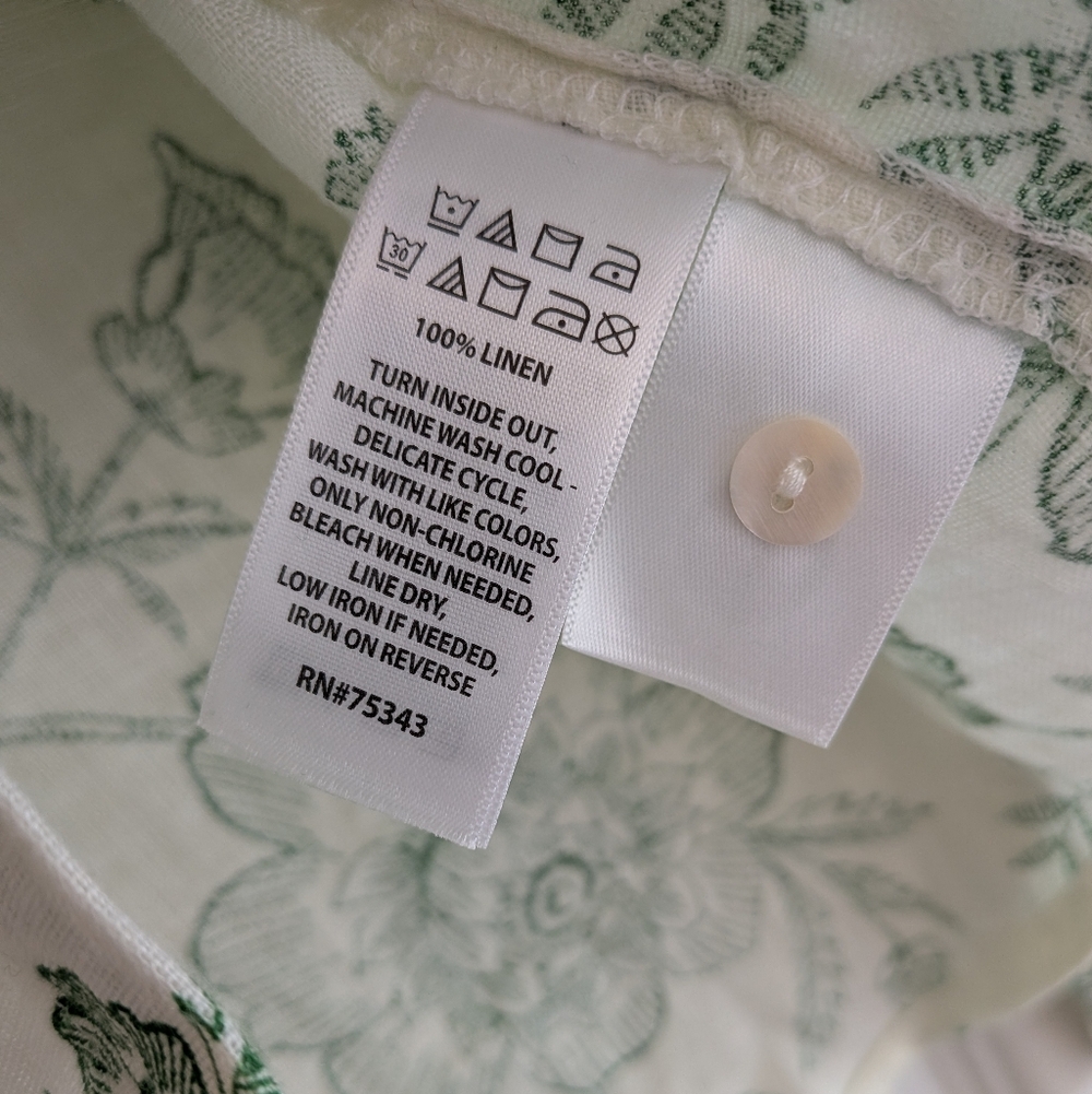 Joie Linen Green Floral White Women's Button Down Shirt Size L NWT Resort Beach - Picture 7 of 16